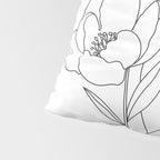 Minimal Line Art Woman with Peonies Pillow Sham Gallery Image 4
