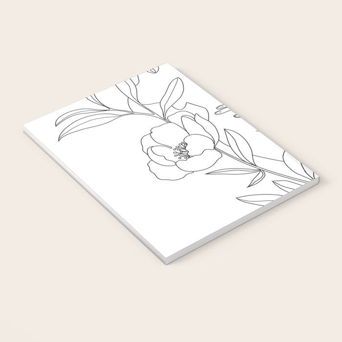 Minimal Line Art Woman with Peonies Notebook Gallery Image 3