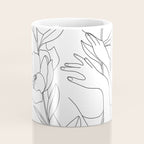 Minimal Line Art Woman with Peonies Coffee Mug Gallery Image 4