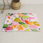 Pastelchio, Pastel Floral Botanical Spring, Flowers Blush Blossom Pink Garden Painting, Bohemian Chic Subdued Nature Plants Rug Gallery Image 1