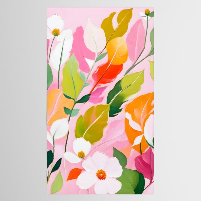 Pastelchio, Pastel Floral Botanical Spring, Flowers Blush Blossom Pink Garden Painting, Bohemian Chic Subdued Nature Plants Tablecloth Gallery Image 2