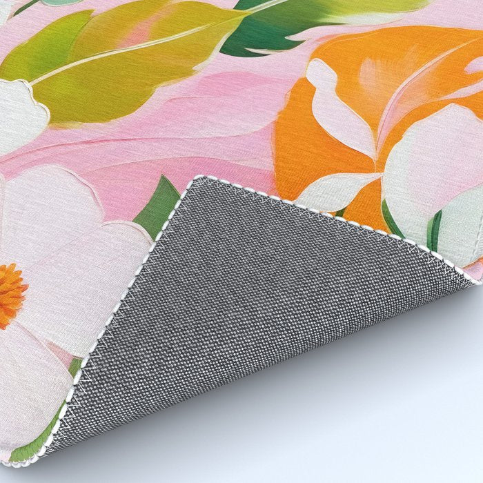 Pastelchio, Pastel Floral Botanical Spring, Flowers Blush Blossom Pink Garden Painting, Bohemian Chic Subdued Nature Plants Rug Gallery Image 4