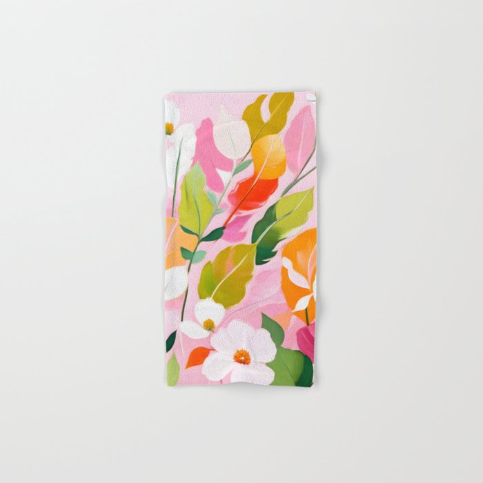 Pastelchio, Pastel Floral Botanical Spring, Flowers Blush Blossom Pink Garden Painting, Bohemian Chic Subdued Nature Plants Bath Towel Gallery Image 1