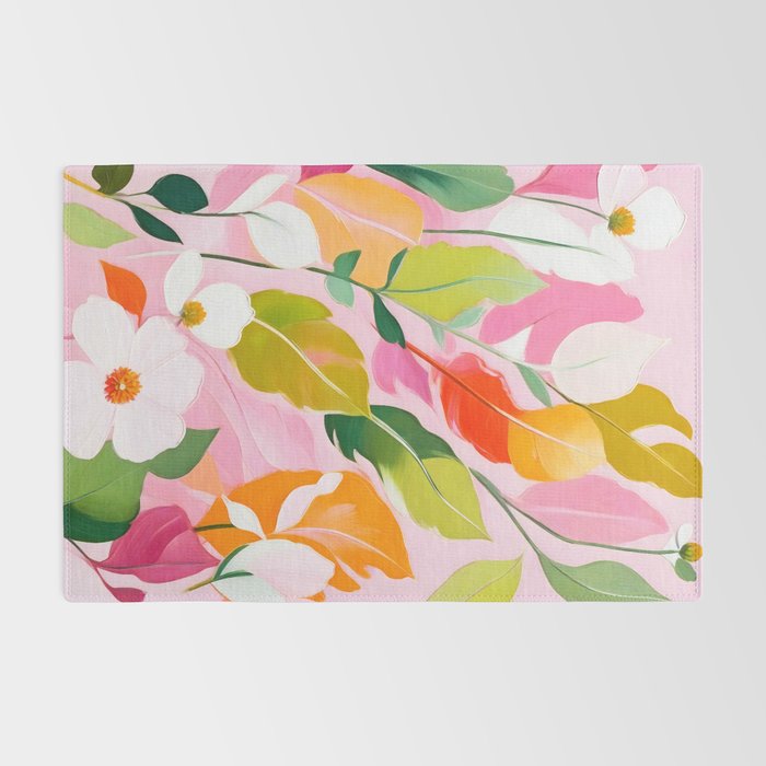 Pastelchio, Pastel Floral Botanical Spring, Flowers Blush Blossom Pink Garden Painting, Bohemian Chic Subdued Nature Plants Rug Gallery Image 2