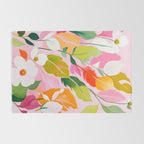 Pastelchio, Pastel Floral Botanical Spring, Flowers Blush Blossom Pink Garden Painting, Bohemian Chic Subdued Nature Plants Rug Gallery Image 2