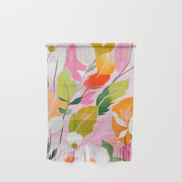 Pastelchio, Pastel Floral Botanical Spring, Flowers Blush Blossom Pink Garden Painting, Bohemian Chic Subdued Nature Plants Wall Hanging Gallery Image 1