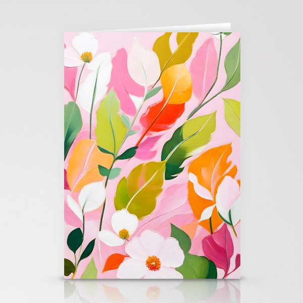 Pastelchio, Pastel Floral Botanical Spring, Flowers Blush Blossom Pink Garden Painting, Bohemian Chic Subdued Nature Plants Stationery Card Gallery Image 1