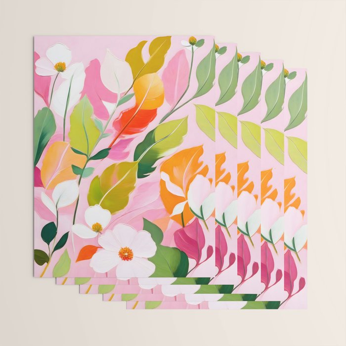 Pastelchio, Pastel Floral Botanical Spring, Flowers Blush Blossom Pink Garden Painting, Bohemian Chic Subdued Nature Plants Wrapping Paper Gallery Image 3