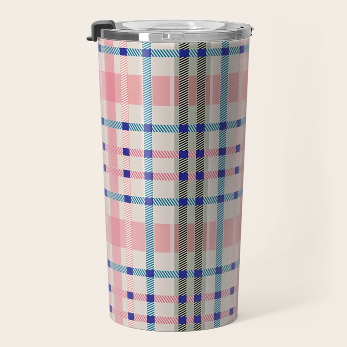 Vibrant Plaid Fusion B Travel Mug Gallery Image 3