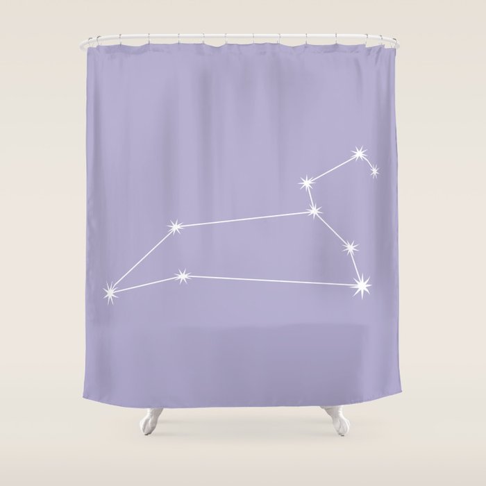 Leo Zodiac Star Constellation Line Art Pastel Lavender Shower Curtain Gallery Image 1