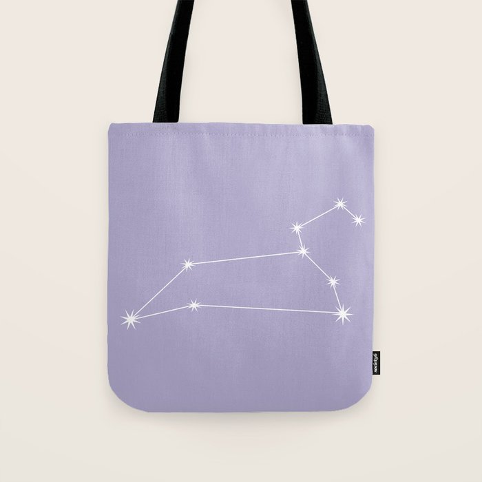 Leo Zodiac Star Constellation Line Art Pastel Lavender Tote Bag Gallery Image 1