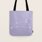 Leo Zodiac Star Constellation Line Art Pastel Lavender Tote Bag Gallery Image 1