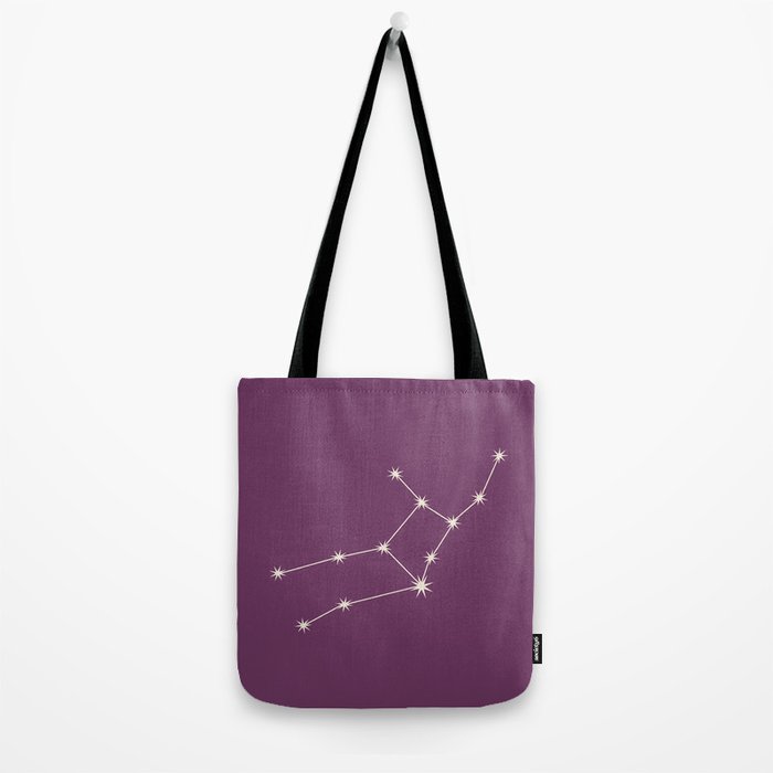 Virgo Zodiac Star Constellation Line Art Mauve Purple Tote Bag Gallery Image 2