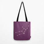 Virgo Zodiac Star Constellation Line Art Mauve Purple Tote Bag Gallery Image 2