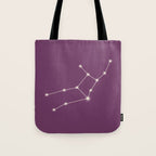 Virgo Zodiac Star Constellation Line Art Mauve Purple Tote Bag Gallery Image 1