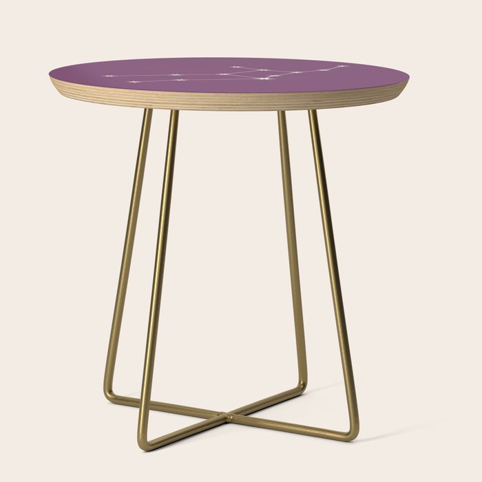Virgo Zodiac Star Constellation Line Art Mauve Purple Side Table Gallery Image 1