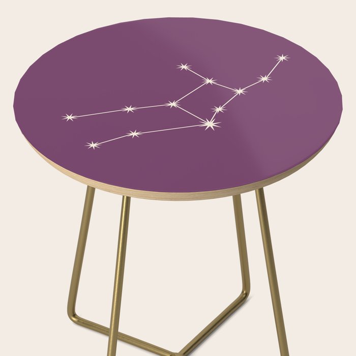 Virgo Zodiac Star Constellation Line Art Mauve Purple Side Table Gallery Image 2