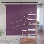 Virgo Zodiac Star Constellation Line Art Mauve Purple Wall Mural Gallery Image 1