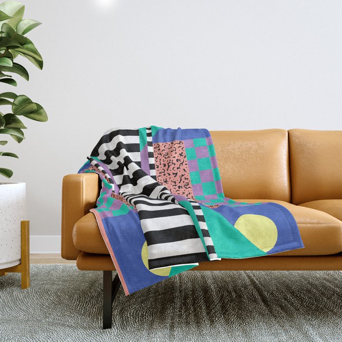 Memphis pattern 108 - 80s / 90s Retro Throw Blanket Gallery Image 1