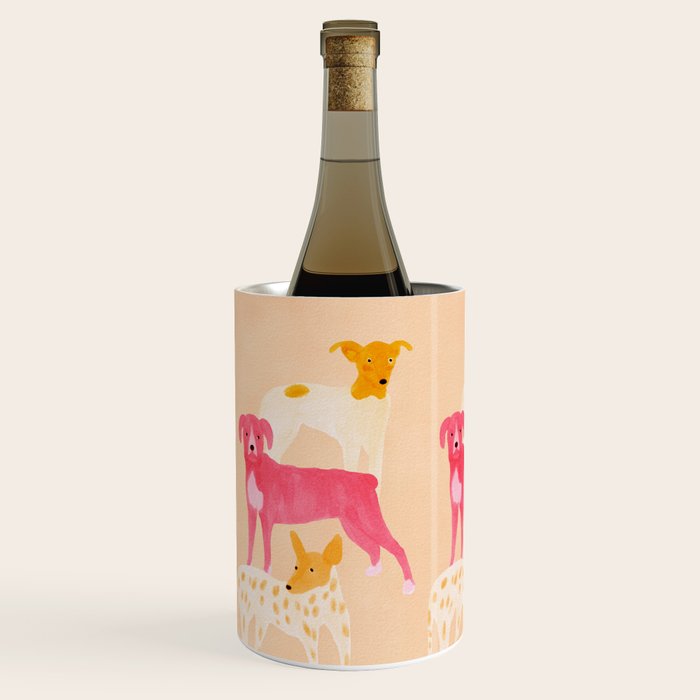 Three Dogs Lined Up - Yellow and Pink Wine Chiller Gallery Image 2