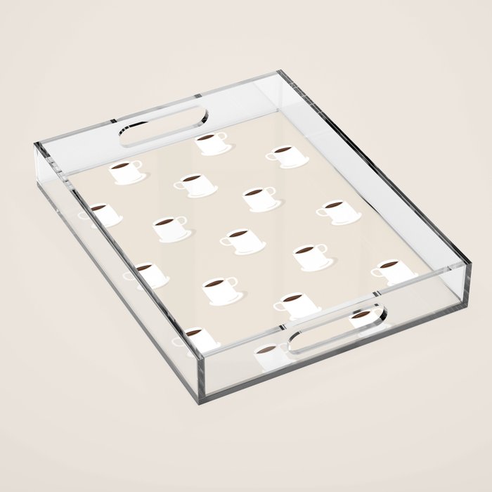 Retro coffee cup cartoon pattern Acrylic Tray Gallery Image 1