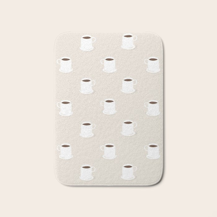 Retro coffee cup cartoon pattern Bath Mat Gallery Image 1
