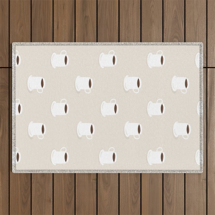 Retro coffee cup cartoon pattern Outdoor Rug Gallery Image 1