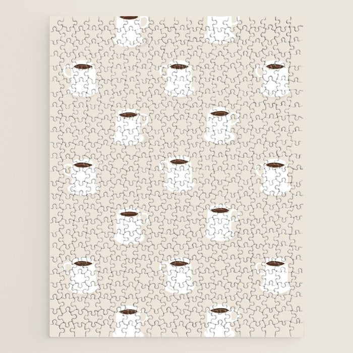 Retro coffee cup cartoon pattern Jigsaw Puzzle Gallery Image 1
