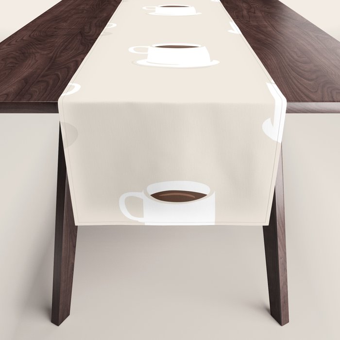 Retro coffee cup cartoon pattern Table Runner Gallery Image 1