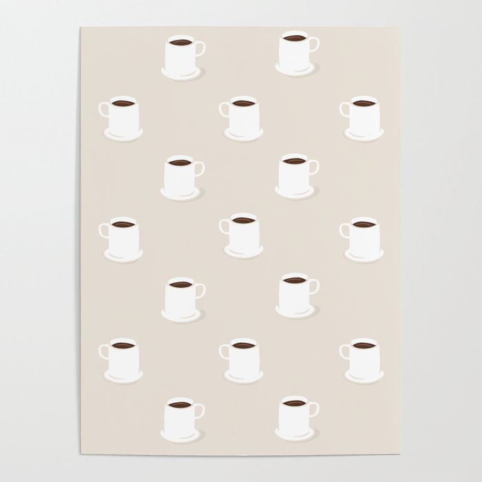 Retro coffee cup cartoon pattern Poster Gallery Image 1