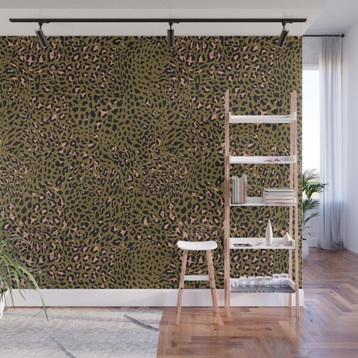 Leopard Spots Olive Wall Mural Gallery Image 1