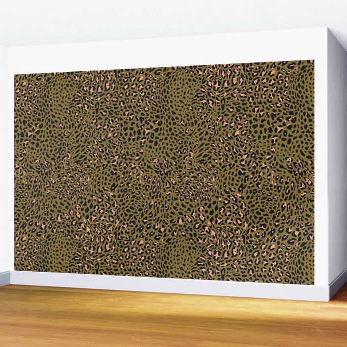 Leopard Spots Olive Wall Mural Gallery Image 2