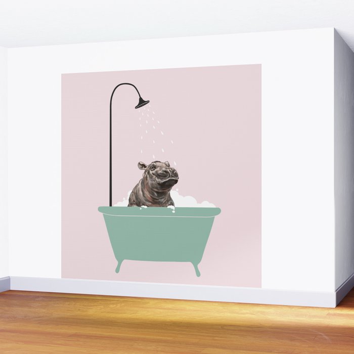 Hippo Enjoying Bubble Bath Wall Mural Gallery Image 2