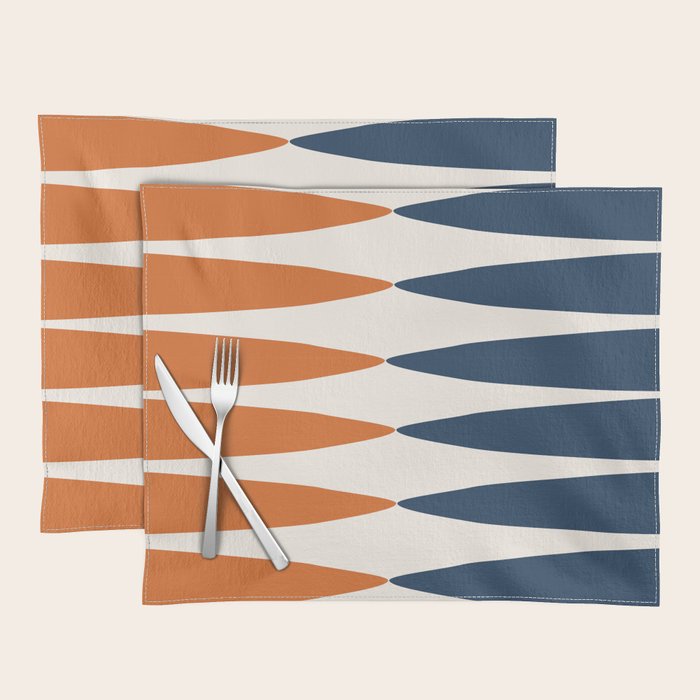 Abstract Shapes 106 Pattern in vintage Orange and Navy Blue  Placemat Gallery Image 1