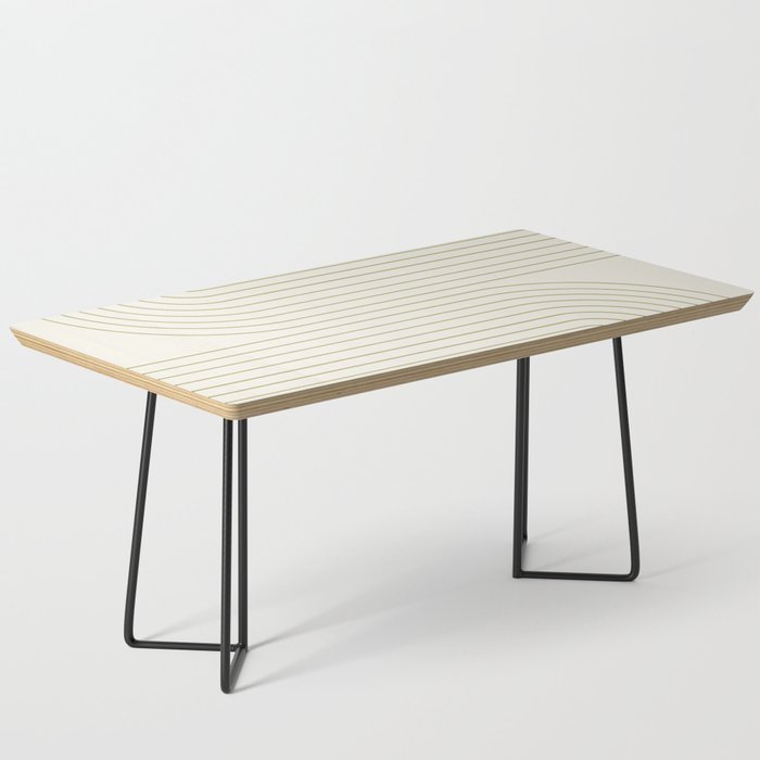 Minimal Line Curvature LXXXVII Creme & Green Mid Century Modern Arch Abstract Coffee Table Gallery Image 1