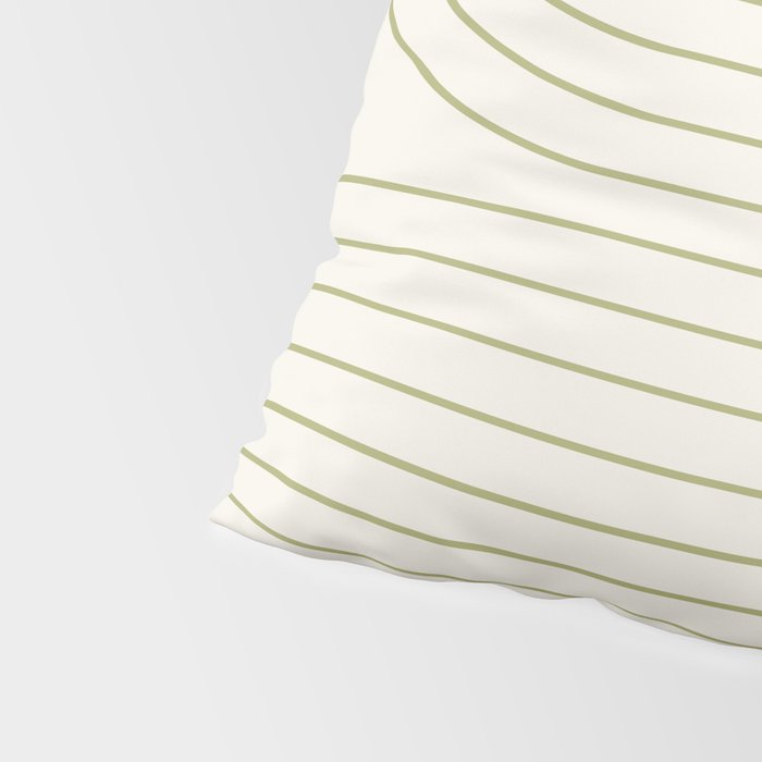 Minimal Line Curvature LXXXVII Creme & Green Mid Century Modern Arch Abstract Pillow Sham Gallery Image 4