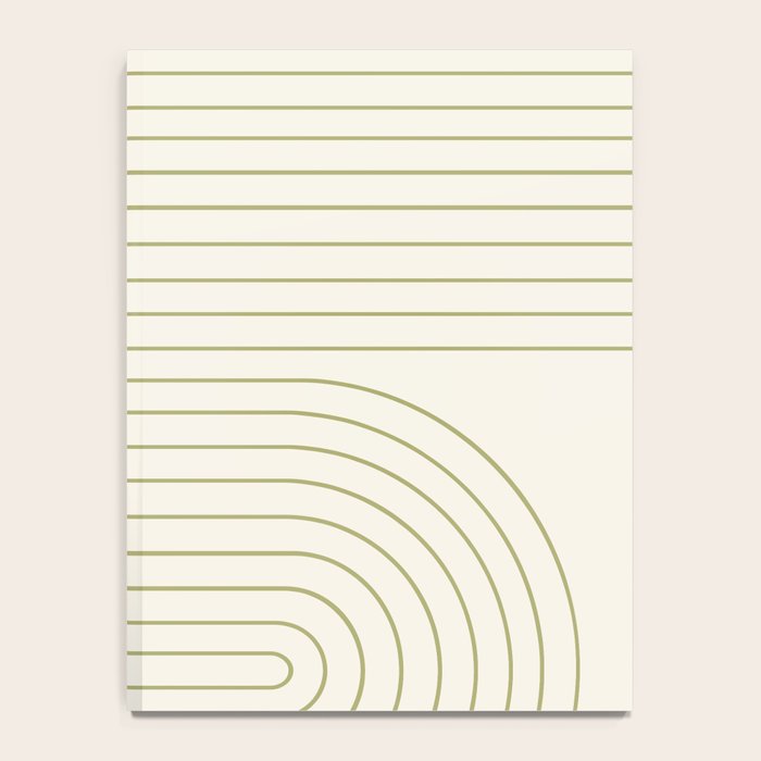 Minimal Line Curvature LXXXVII Creme & Green Mid Century Modern Arch Abstract Notebook Gallery Image 4