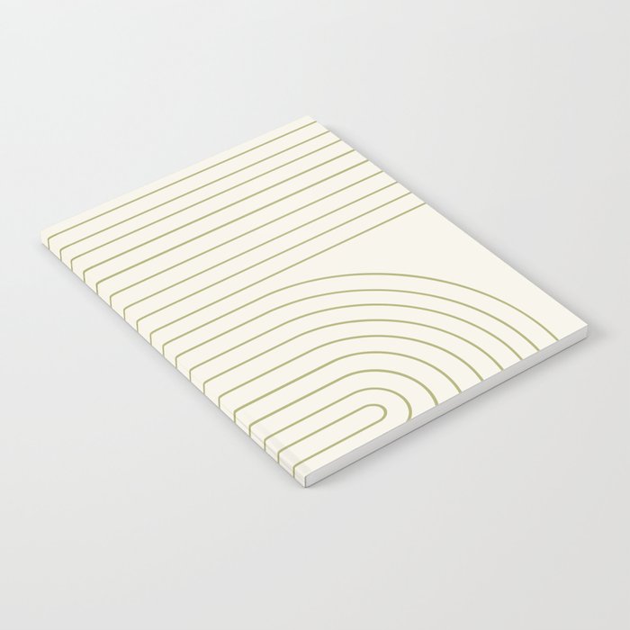 Minimal Line Curvature LXXXVII Creme & Green Mid Century Modern Arch Abstract Notebook Gallery Image 2