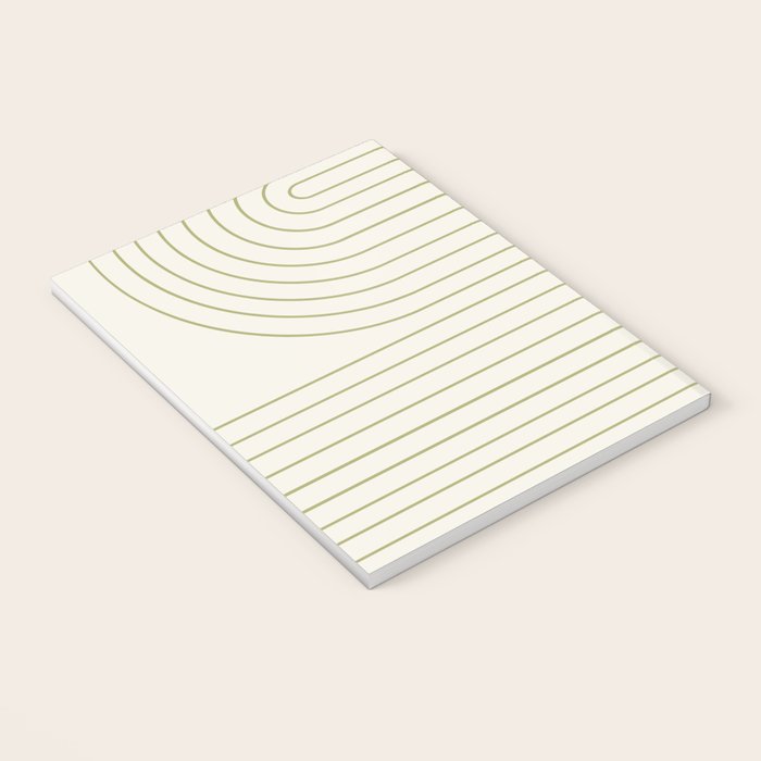 Minimal Line Curvature LXXXVII Creme & Green Mid Century Modern Arch Abstract Notebook Gallery Image 3