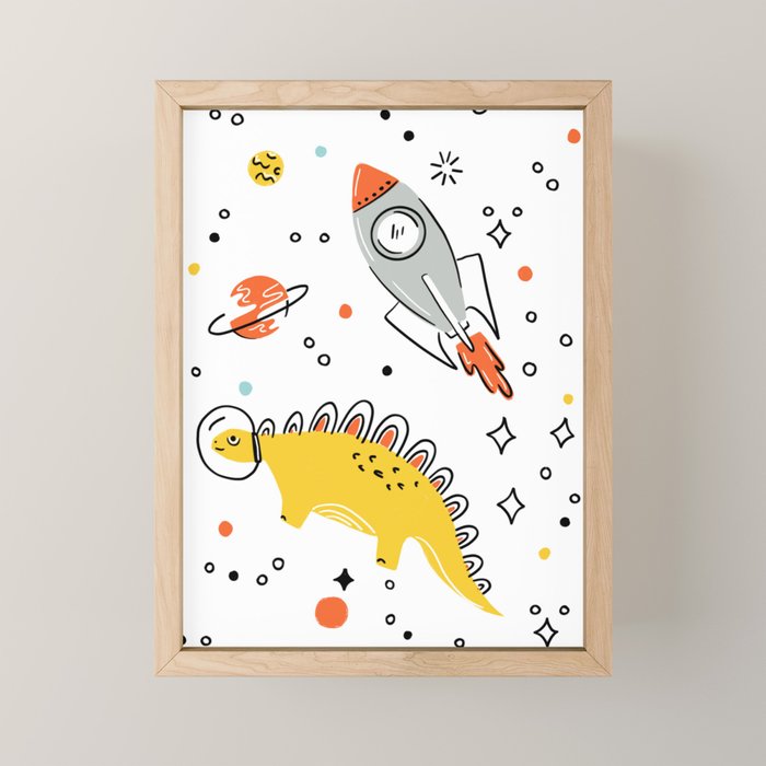 Sketchy Space Dinosaurs Mini Art Print Gallery Image 1
