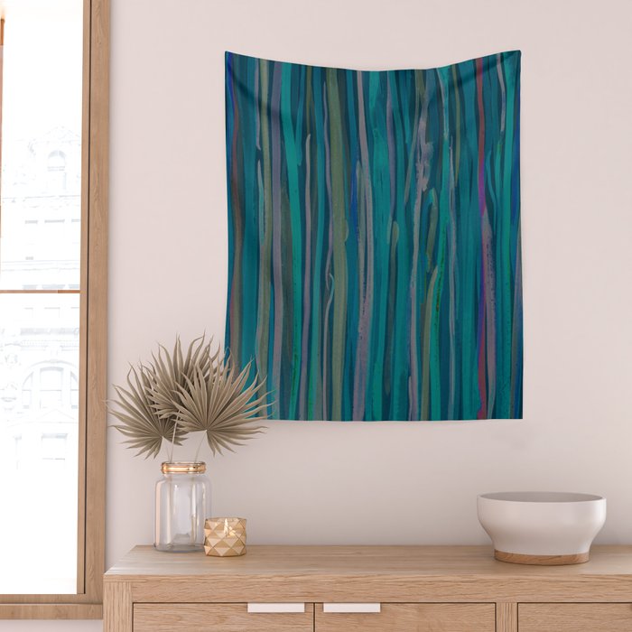 Deep Blue Sea - Ocean watercolor abstract painting Wall Tapestry Gallery Image 2