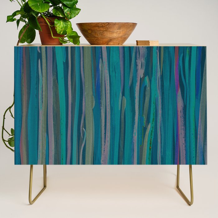 Deep Blue Sea - Ocean watercolor abstract painting Credenza Gallery Image 1