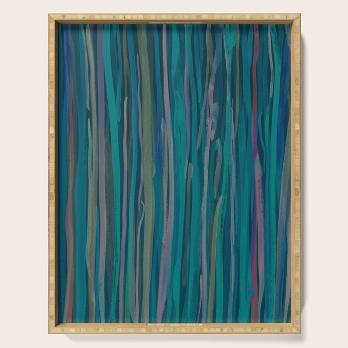Deep Blue Sea - Ocean watercolor abstract painting Serving Tray Gallery Image 1