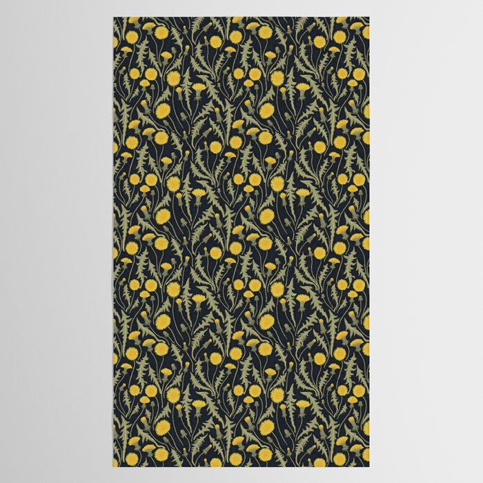 Dandelions, green, yellow and black Tablecloth Gallery Image 2