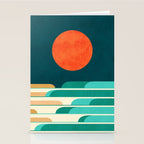 Chasing wave under the red moon Stationery Card Gallery Image 2