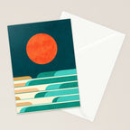 Chasing wave under the red moon Stationery Card Gallery Image 2