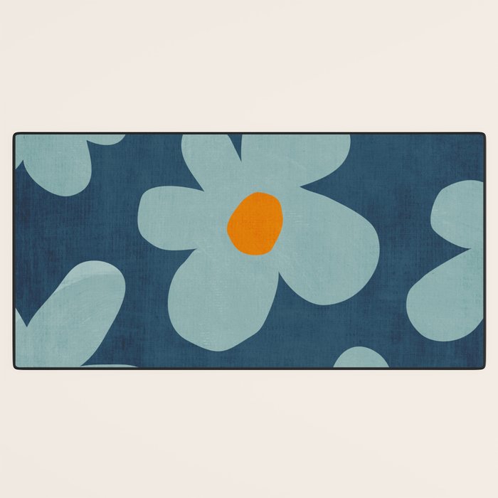Sky Blue Orange Flowers Minimalist Artwork Desk Mat Gallery Image 3