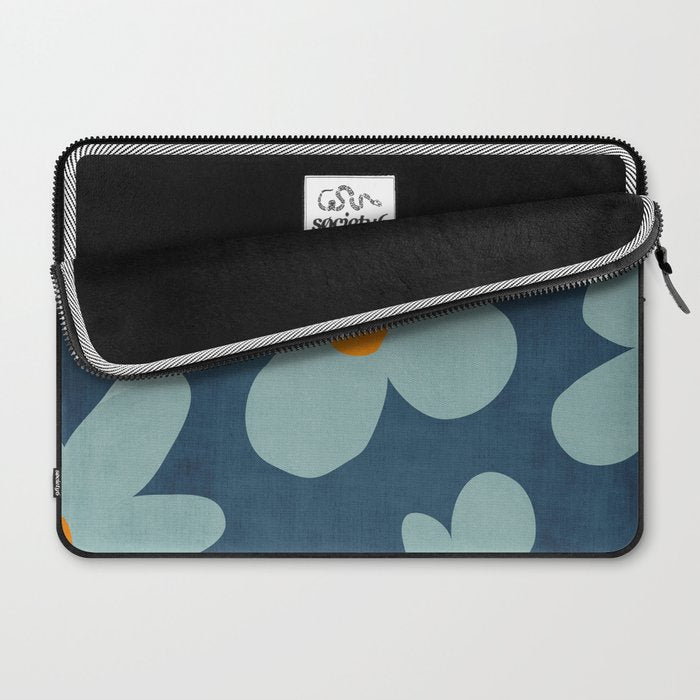 Sky Blue Orange Flowers Minimalist Artwork Laptop Sleeve Gallery Image 2