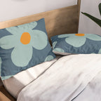 Sky Blue Orange Flowers Minimalist Artwork Pillow Sham Gallery Image 2