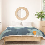 Sky Blue Orange Flowers Minimalist Artwork Duvet Cover Gallery Image 3